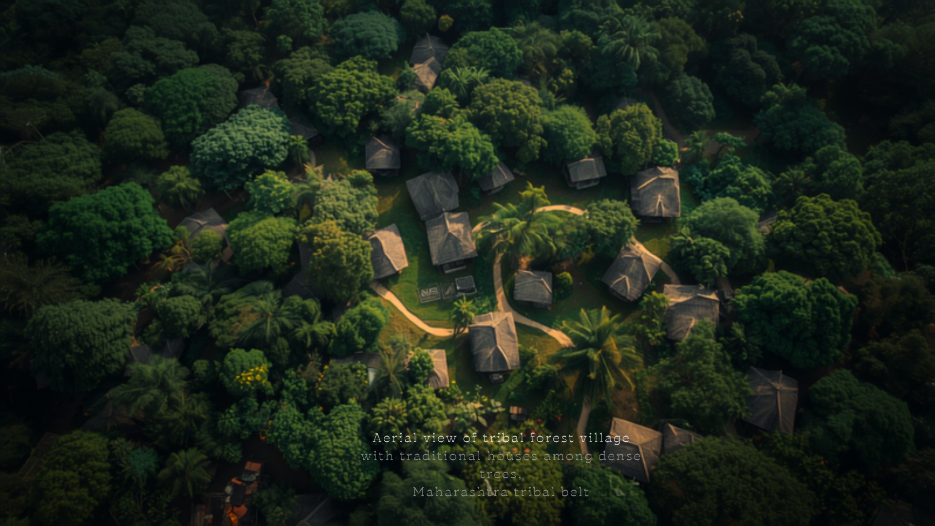 Tribal forest village among dense trees in Maharashtra