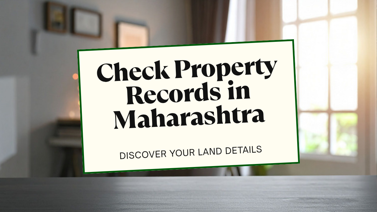 Laptop showing a Maharashtra land-records website with a 7/12 extract — check property records online Mahabhulekh