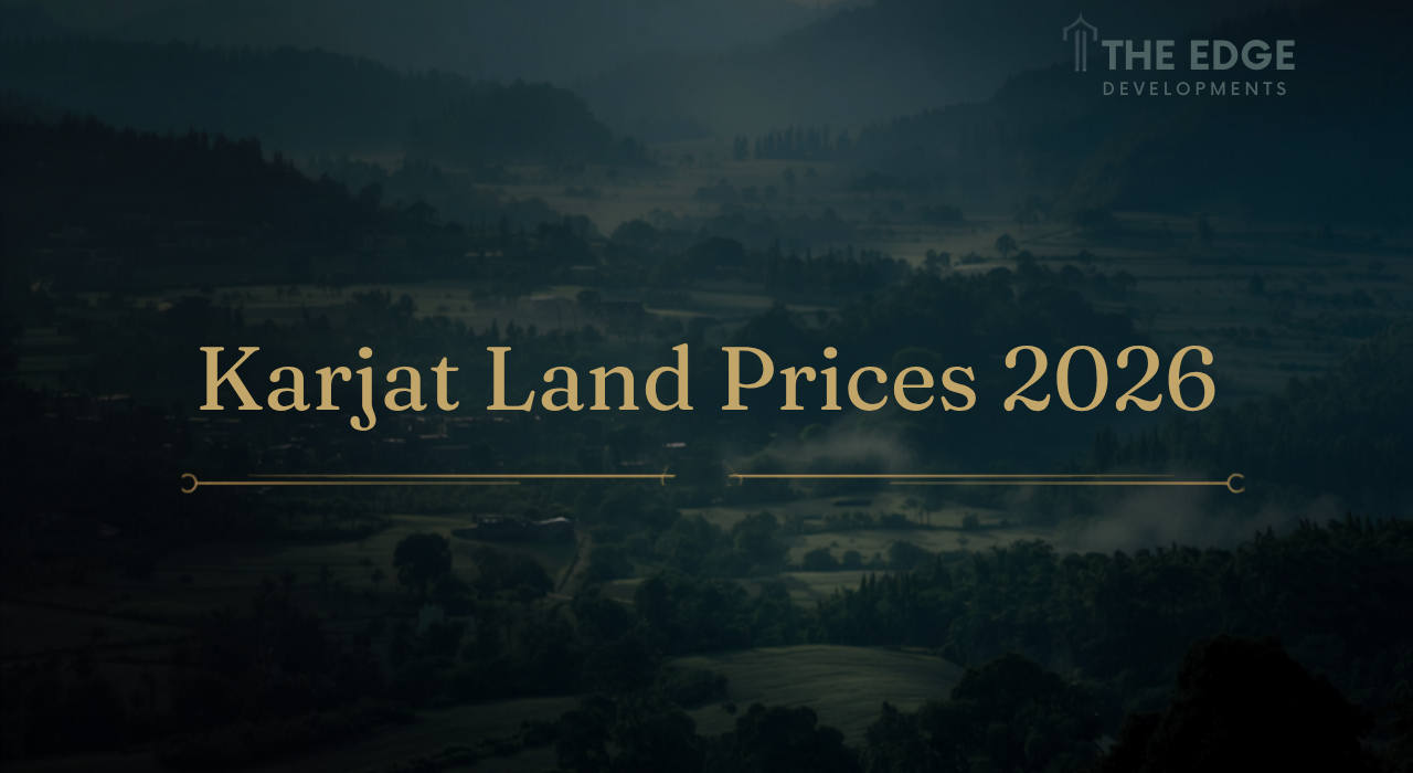 aerial of karjat river valley and green plots amid sahyadri mountains  karjat land prices 2026 forecast