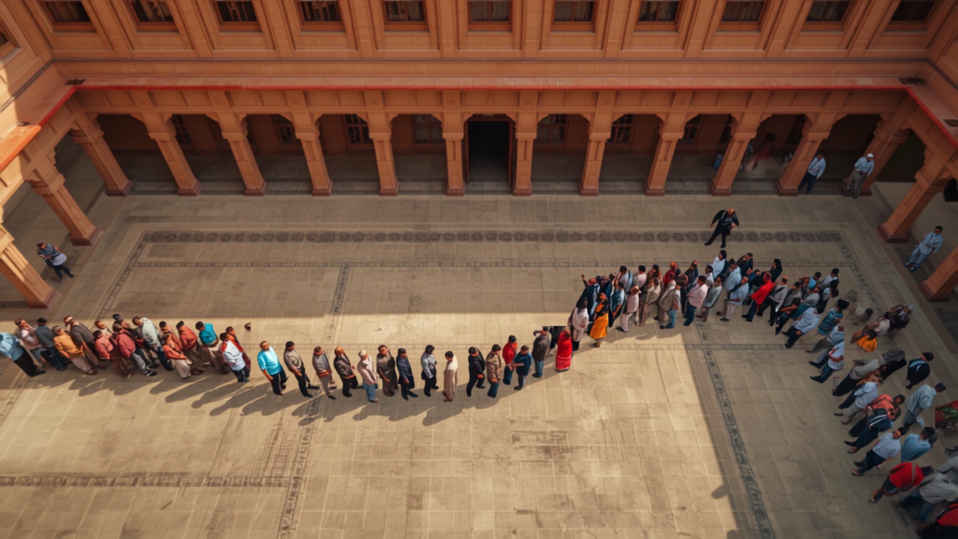 Crowd outside district collectorate building