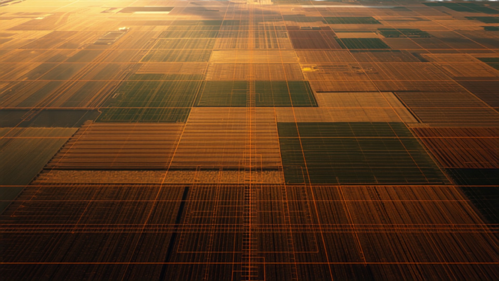 Aerial drone view of subdivided agricultural land plots with boundary lines